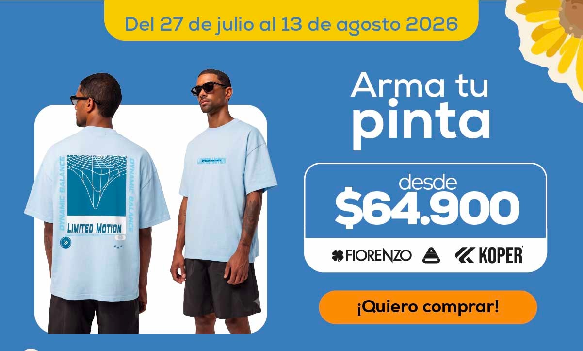 Del 27 de julio al 13 de agosto 2026 Arma tu pinta desde $64.900 FIORENZO KOAJ KOPER ¡Quiero comprar!